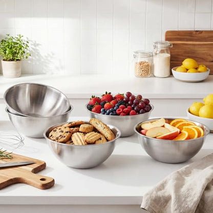 Honeydak 6 Pcs 304 Stainless Steel Mixing Bowls with Graduations, 101 oz - size: 101 oz