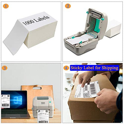 OausTect 4x6 Shipping Label 1000 Fanfold Labels for Rollo, Zebra Direct Thermal Printer, with Perforations - size: 1000 Labels