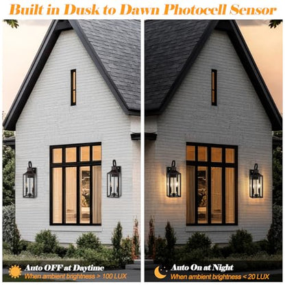 19 Inch Brown Dusk to Dawn Porch Lights with GFCI Outlet Built-in - color: Brown, size: 19 Inch Dusk to Dawn