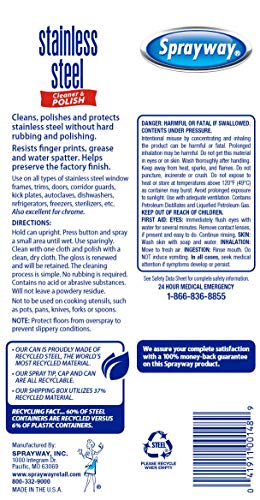 Sprayway SW148R Water-Based Stainless Steel Cleaner, 15 oz. (Pack of 2) - size: 15 Ounce (Pack of 2)