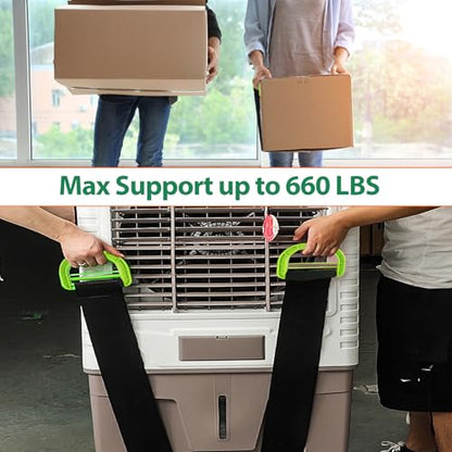 2Pack 1-Person Handle Moving Lifting Straps Support up to 660Lbs - color: Green-One Person Strap