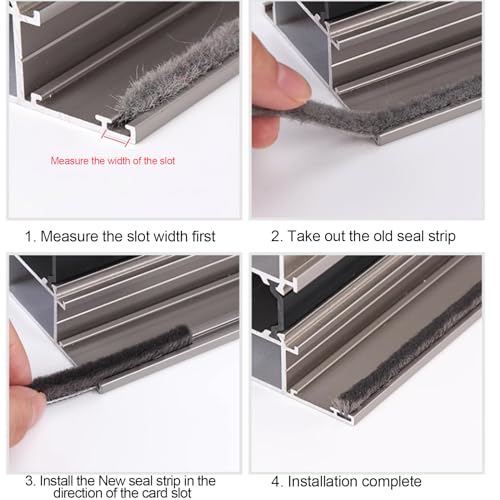 16 Ft (5m) 196 Inch Sliding sash Windows Doors Tape Pile Draught excluder Brush Seal Strip weatherstrip 5mm x 8mm (3/16 5/16 Inch, Gray) - size: 5mm * 8mm