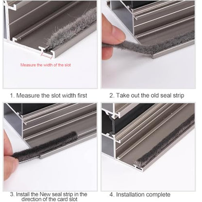 16 Ft (5m) 196 Inch Sliding sash Windows Doors Tape Pile Draught excluder Brush Seal Strip weatherstrip 7mm x 8mm (7/24 5/16 Inch, Gray) - size: 7mm * 8mm
