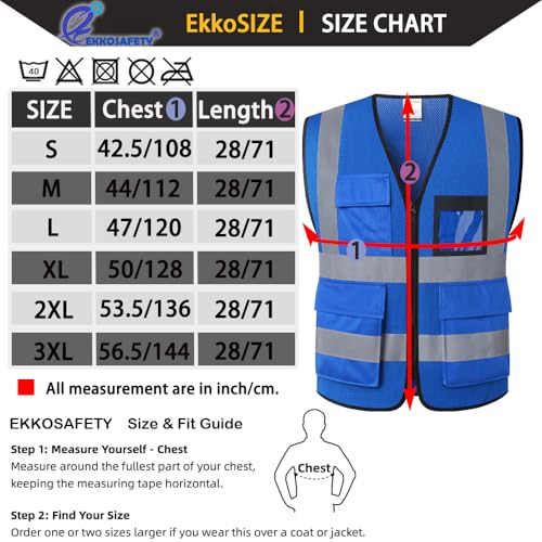 Hi Vis Reflective Safety Vest for Men Women,EK170,Blue,M - color: Blue-170, size: Medium