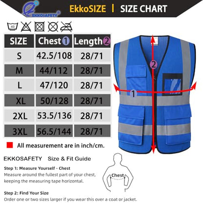 Hi Vis Reflective Safety Vest for Men Women,EK170,Blue,M - color: Blue-170, size: Medium