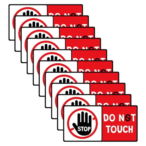 10PCS Warning Sign Stickers for Do Not Touch Self-Adhesive Vinyl Decal with Stop Hand Sign and Caution Label Do Not Use Hand Sign for Business Home Wall Cars Laptops Glass Indoor Outdoor