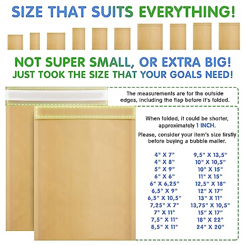 Kraft Bubble Mailers 6 x 9 Inch Natural Brown, Padded Envelopes Self Seal, Pack of 350, Bubble Lined Kraft Paper Mailing Envelopes for Shipping - color: Brown, size: 6" x 9" / 350 Pack