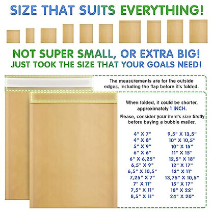 Kraft Bubble Mailers 6 x 9 Inch Natural Brown, Padded Envelopes Self Seal, Pack of 350, Bubble Lined Kraft Paper Mailing Envelopes for Shipping - color: Brown, size: 6" x 9" / 350 Pack