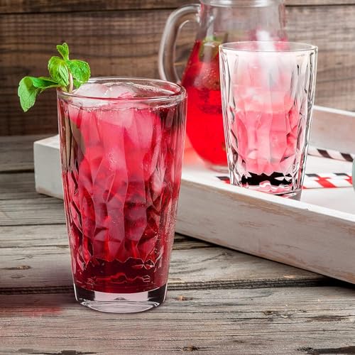 Topsky 16oz Plastic Tumblers Drinking Glasses Set of 4, Clear Acrylic Drinking Cups Wine Glasses Beverage Cups for Daily Use, Poolside, Outdoor&Indoor - Stackable, Dishwasher Safe, Easy to Clean - color: Clear 16oz