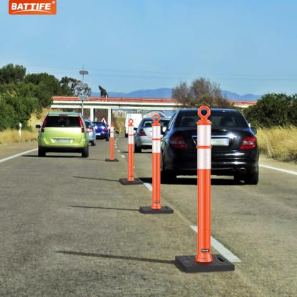 BATTIFE 8 Pack 36 Inch Traffic Delineator Posts with Base, Orange - size: 36 Inch