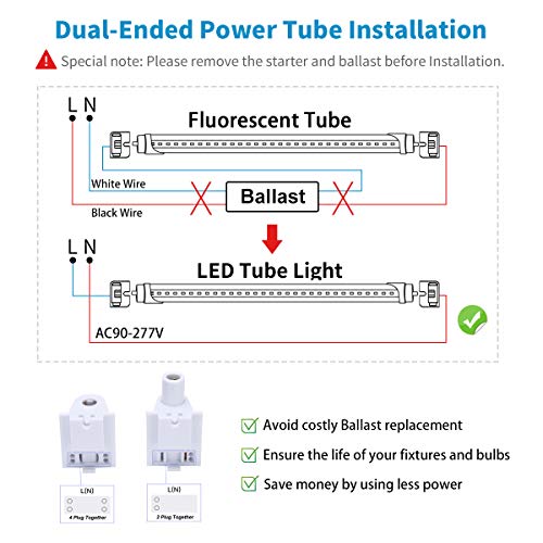8FT LED Bulbs, 90W 6000K T8 T12 LED Tube Lights, FA8 Single Pin V Shaped LED Shop Lights, 270 Degree Angle, Replace Fluorescent Light Tubes,Ballast Bypass(6Pack) - color: 6000k
