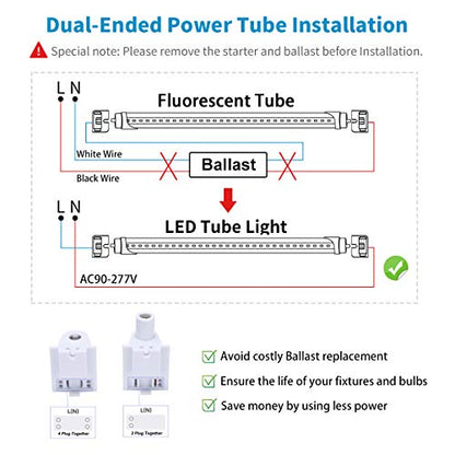 8FT LED Bulbs, 90W 6000K T8 T12 LED Tube Lights, FA8 Single Pin V Shaped LED Shop Lights, 270 Degree Angle, Replace Fluorescent Light Tubes,Ballast Bypass(6Pack) - color: 6000k