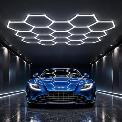 HYPERLITE Gen II Hexagon Garage Lights: 581W 58100LM 22 Grids Hexagon Led Light, 6500K Ultra Bright Honeycomb Hex Lights, Easy Install for Garage, Workshops, Shops, Gym - size: 22 HEX