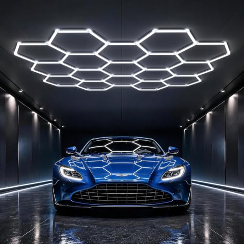 HYPERLITE Gen II Hexagon Garage Lights: 581W 58100LM 22 Grids Hexagon Led Light, 6500K Ultra Bright Honeycomb Hex Lights, Easy Install for Garage, Workshops, Shops, Gym - size: 22 HEX