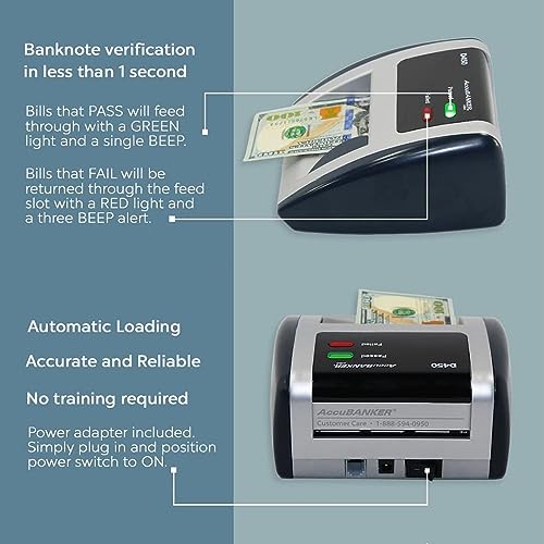 AccuBANKER D450 Counterfeit Bill Detector, 5 Point Detection, 2 Pack - size: 2 Pack