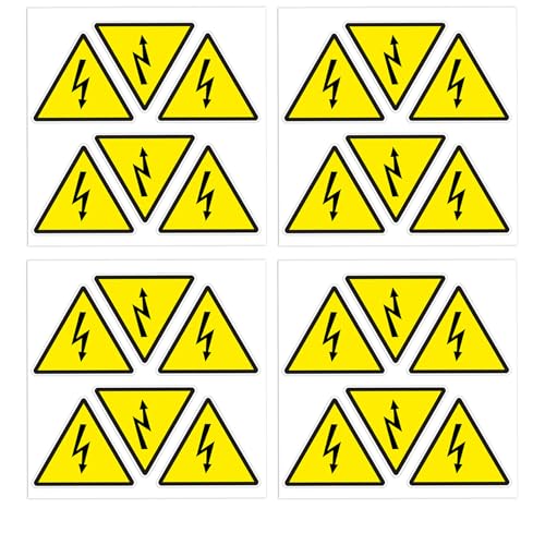 dealzEpic - Yellow Triangle Electrical Shock Hazard Risk Warning Sign - Self Adhesive Peel and Stick Vinyl Sticker - 4 cm (1.57 inches) - size: 4 CM