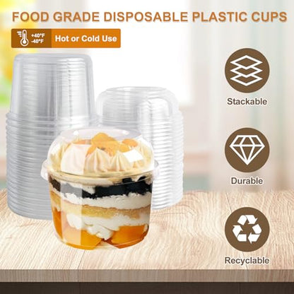 Disposable Food Containers With Lids And Spoons 50 Pack 16oz Parfait Dessert Fruit Salad Cups Take Out Meal Prep Salad Bowls For Lunch, To-Go Party Containers Food Storage Containers With Lids (16oz) - size: 16oz
