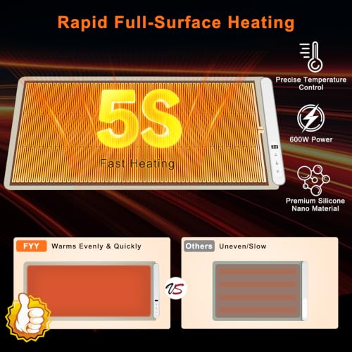 FYY Extra Large Warming Mat for Food, Rapid and Full Surface Heating Khaki - color: Khaki, size: XX Large Size: 36"x16"