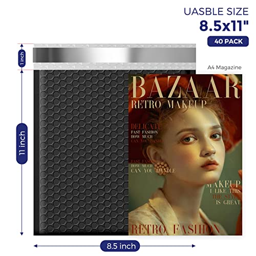 Fuxury Black Bubble Mailers 8.5x12" Padded Envelopes 500 Pack Usable 8.5x11 - color: Black, size: 8.5x12" 500PC