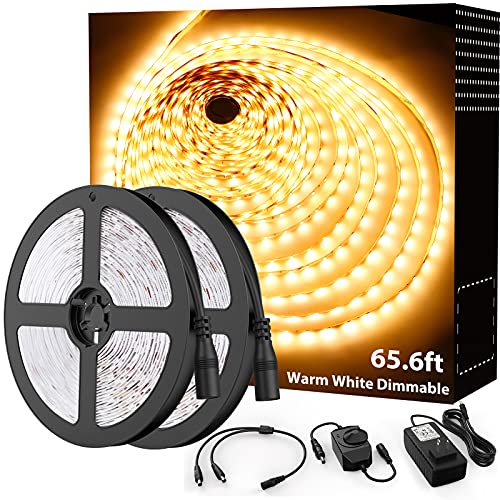 Onforu Warm LED Strip Lights, 65.6ft Dimmable Tape Light for Under Cabinet - color: Warm White, size: 65.5FT