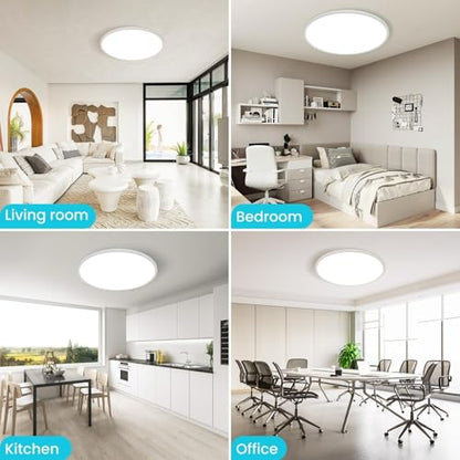 libtit 16.5 Inch LED Ceiling Light, 3Pack 4200LM 36W Large & Bright Flush Mount Lighting Fixture, 3000K/4500K/6000K White Round Flat LED Ceiling Lamp for Bedroom Kitchen Livingroom Office - color: White, size: 16.5In-3Pack