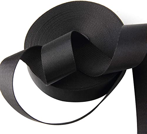 2 Inch Wide 10 Yards Nylon Webbing Strap，Polypropylene Straps for Bags, Hammocks and DIY Making Luggage Strap, Pet Collar, Backpack Repairing (Black) - color: Black-2 inch