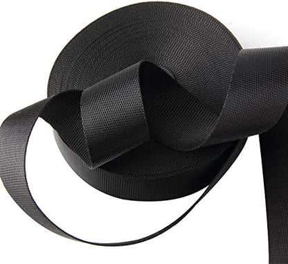 2 Inch Wide 10 Yards Nylon Webbing Strap，Polypropylene Straps for Bags, Hammocks and DIY Making Luggage Strap, Pet Collar, Backpack Repairing (Black) - color: Black-2 inch