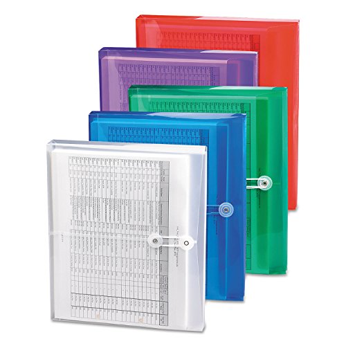Smead Poly Envelope, 1-1/4" Expansion, String-Tie Closure, Side Load, Letter Size, Blue, 5 per Pack (89522) - color: Blue, size: 9-3/4 x 11-5/8 Inches (5-Pack)