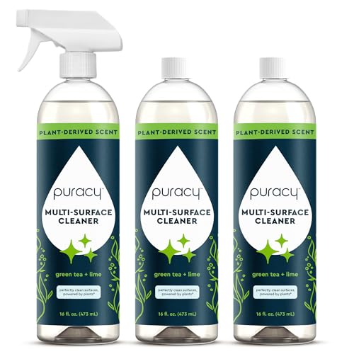 Puracy All Purpose Cleaner Spray – Plant-Powered Multi-Surface Cleaner - Cleaning Spray Solution As Seen on TikTok (Green Tea & Lime, 16 fl oz, 3 Pack) - size: 16 fl oz (Pack of 3)
