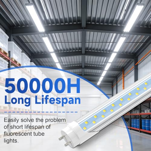 JESLED 12 Pack Type A+B T8 LED Bulbs 4 Foot, 24W 3200LM, 5000K Daylight
