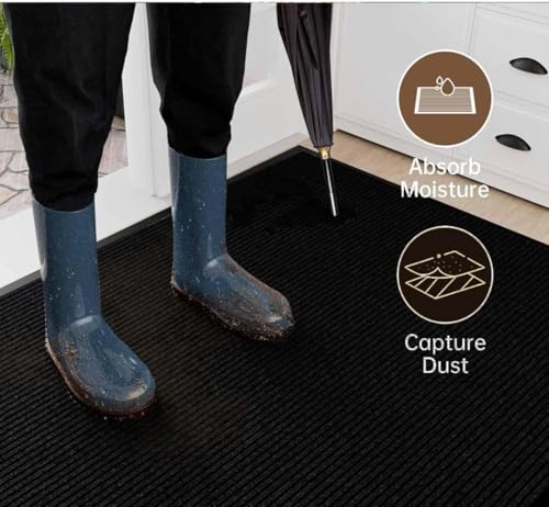 SRDDQLC Door Floor Mat Commercial Grade Large Size Heavy Duty Tough Entry Collection Slip Skid Entrance Mat with Rubber Backing Low Profile and Easy to Clean Indoor Outdoor Rug,4FTx8FT,Black - size: 4' x 8' (Rectangular)
