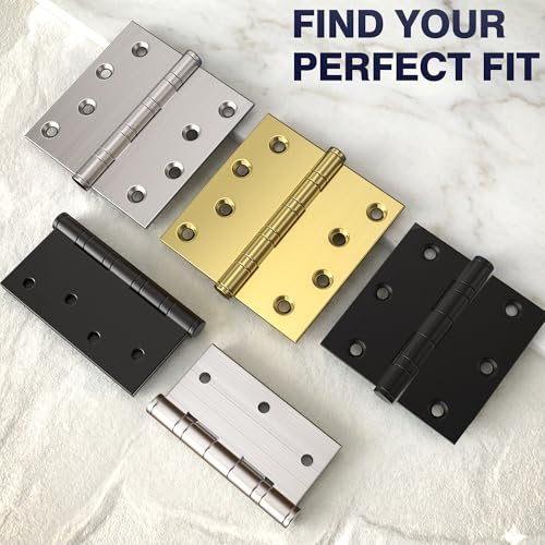 KOLET Ball Bearing Door Hinges, 4 x 4 Inches, Satin Gold, 6 Pack - color: Gold, size: 6 Pack