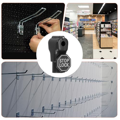 Peg Hook Locks PC Magnet Anti-Theft Pegboard 5mm Black 50Pcs - color: Black, size: 5mm
