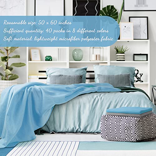 Kinlop 40 Packs Throw Blanket Bulk 60 x 50 Inch Fleece Throw Soft Blankets Warm Cozy Lightweight Plush Blanket for Bed Couch Sofa Pet Office Wedding Gifts Travel Camping (Fresh Color) - color: Fresh Color