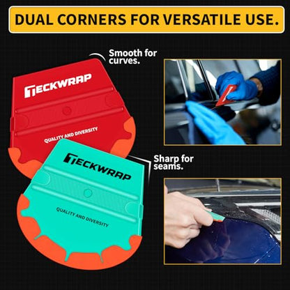 TECKWRAP Felt Squeegee for Vinyl Wrap Window Tint -Fan Shape, Soft/Med/Hard - color: 3pcs Fan Shape