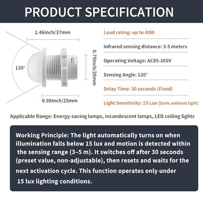 A.I.FORCE Motion Sensor Light Switch, PIR Sensor Smart Detection Switch