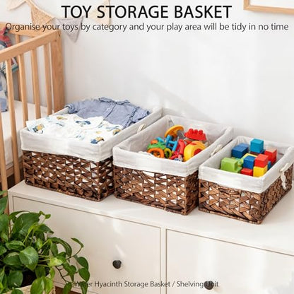 KINGWILLOW Wicker Basket Set of 3 with Removable Liner - size: Set of 3