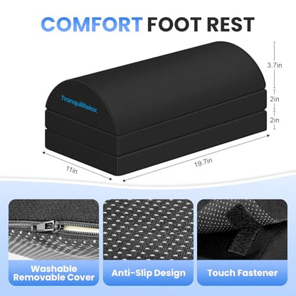TranquilRelax Foot Rest Under Desk, 3-Height Adjustable Foot Stool, Black - color: Black, size: XX-Large