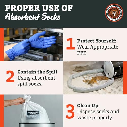 Oil Only Absorbent Socks - 3"x4', 6 Pack - Absorbs Hydrocarbons & Oil Spill Absorbent, Recycled Polypropylene Non-Water Absorbing, Hydraulics Liquid Absorb Sock, Repels Water - size: 3"x4' (6 Pack)
