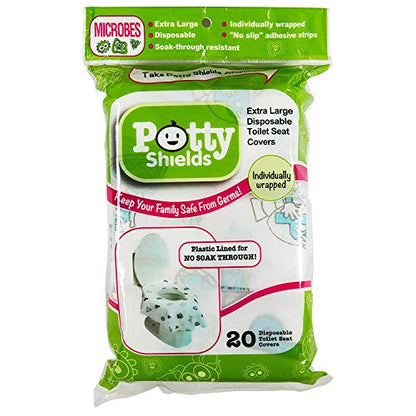 Potty Shields Disposable Toilet Seat Covers, XL Waterproof Sheets, 20 Pack - color: Original, size: 20 Pack