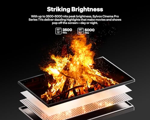 SYLVOX Mini-LED QLED Outdoor TV, 65 inch Full Sun Outdoor TV 3500 nits - size: 65-inch, style: Cinema Pro