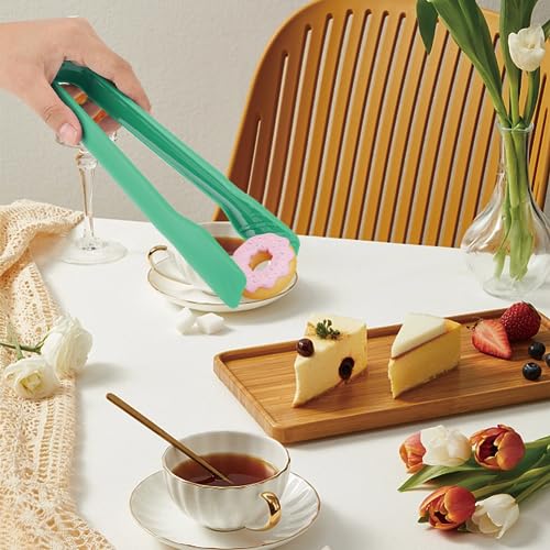3 Sizes Toaster Tongs, Blue Multifunctional Bread Clip Anti Slip Food Clamps Heat Resistant Kitchen Baking Tools Space Saving Modern Utensils Gifts for Toaster Salad BBQ Vegetable Home Restaurant - color: Green