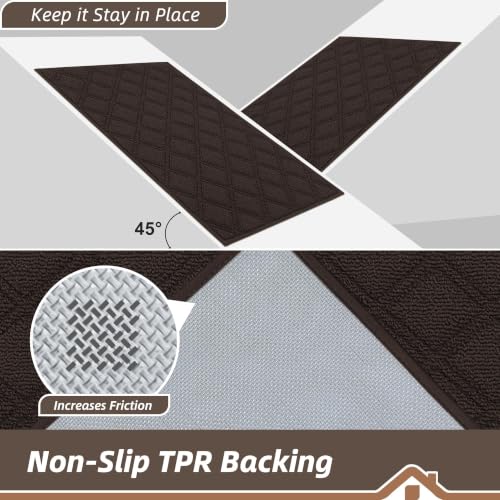 BEQHAUSE Dirt Trapper Door Mat 32" x 48" Non-Slip Washable, Brown - color: Brown, size: 32" X 48" (Rectangular)