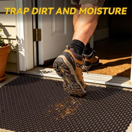 Door Mat Outside Entrance Drainage Waterproof Mat, Brown 24"x36" - color: Browm-a, size: 24"x36"