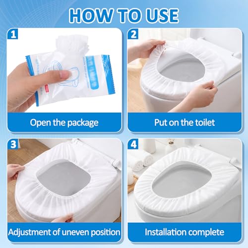 Dunzoom 100 Pack Disposable Toilet Seat Covers, Flushable Non Woven Fabric Travel Toilet Seat Covers for Outing Hotel Hospital Camping Public Restroom