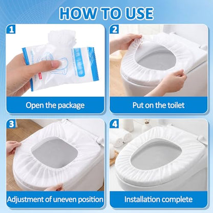 Dunzoom 100 Pack Disposable Toilet Seat Covers, Flushable Non Woven Fabric Travel Toilet Seat Covers for Outing Hotel Hospital Camping Public Restroom