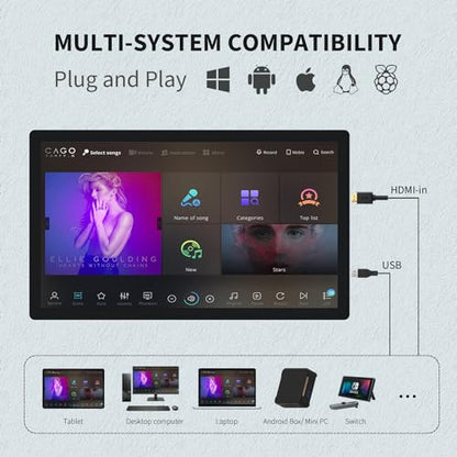 Capacitive Multi-Touch Screen Industrial Monitor, 16:9 Display, Built-in Speakers, USB, VGA, DP & HD-MI Ports, Digital Signage Displays and Player for Advertising (21.5-inch) - size: 21.5-inch