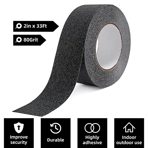 Reniteco 2" x33Ft Anti Slip Tape Black Heavy Duty Grip 1PC - color: 10-Black, size: 2in x 33Ft