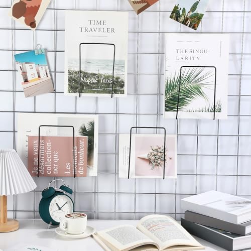 MorningRo 8 Pack Wall Grid Panel Accessories Gridwall Shelf Metal, Black - color: Black
