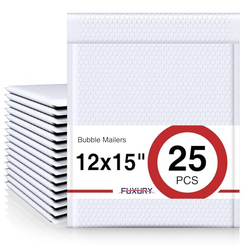 Fuxury Bubble Mailers 12x15" White Padded Envelopes 25 Pack Self-Seal - color: White, size: 12x15" 25PC